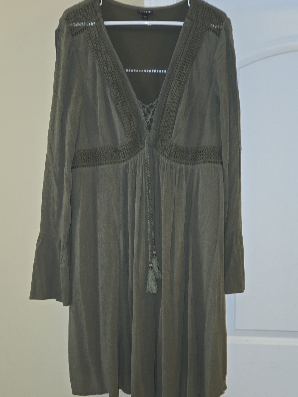 torrid Olive Green Crochet-Trim Boho Dress